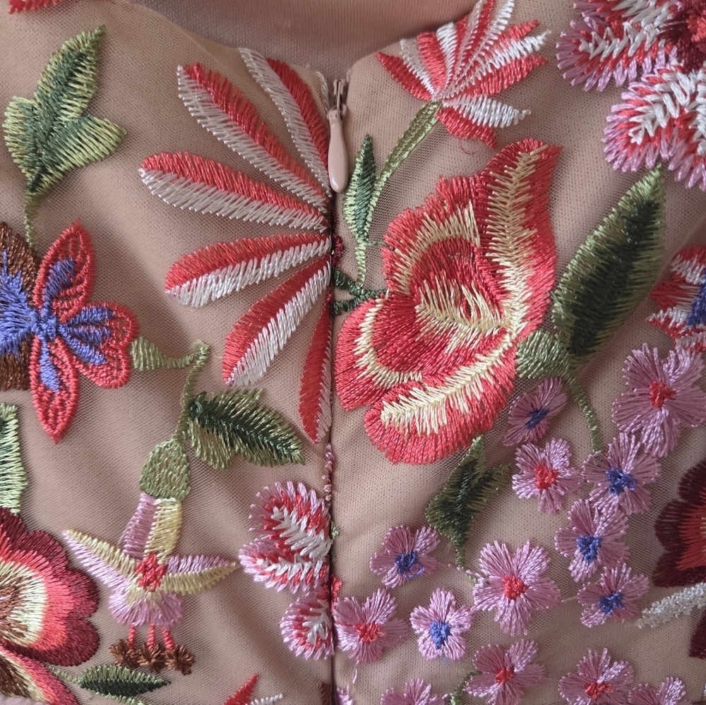 Sam Edelman Midi Dress Size 8 Floral Embroidered $158 Mermaid Boho - Picture 8 of 11